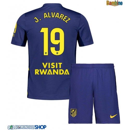 Maglie da calcio Atletico Madrid Julian Alvarez #19 Seconda Maglia Bambino 2025-26 Manica Corta + Pantaloni corti)